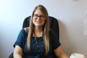 Randi Bagley cannabis SEO in the office