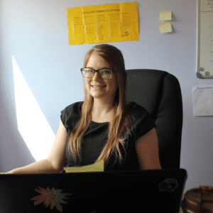 Randi Bagley cannabis SEO in the office