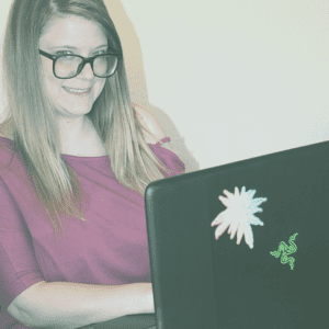 Randi Bagley working at the computer like always!