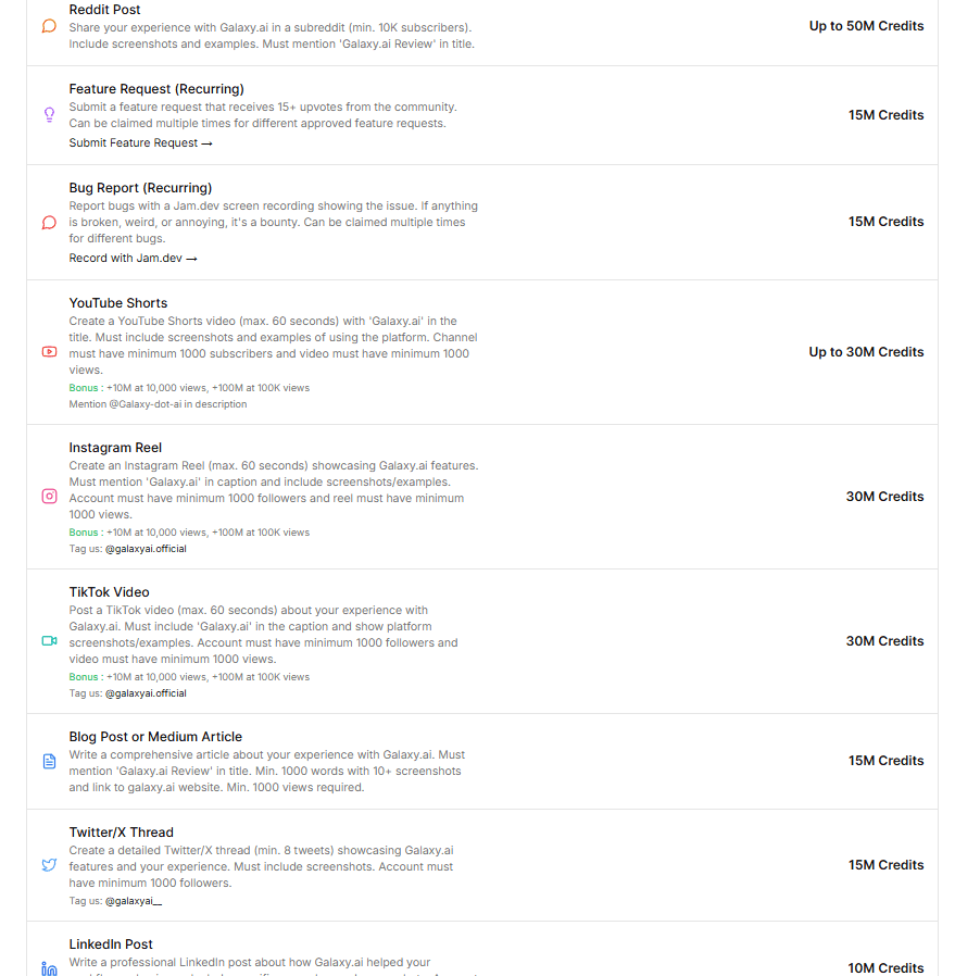 task rewards for AI credits Galaxy AI