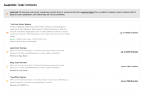task rewards for AI credits